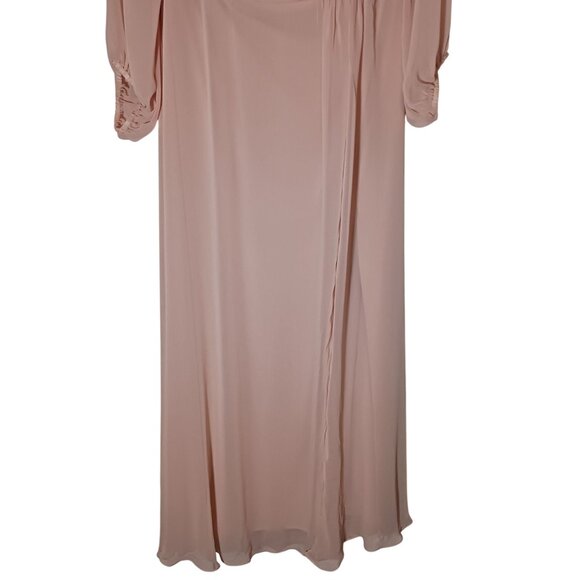 NEW Dessy Collection Off-the-Shoulder Puff Sleeve Maxi Dress Cameo Pink Size 20 - Picture 3 of 14